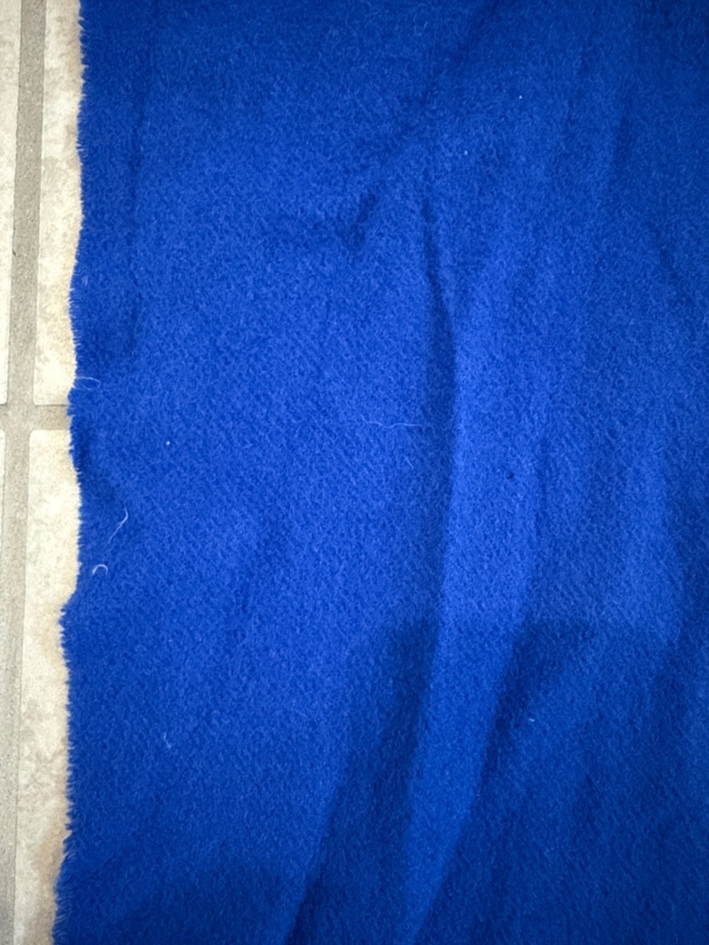 POLO Ralph Lauren Cobalt Blue Fringed Wool Scarf with Pony Embroidery - Picture 9 of 9